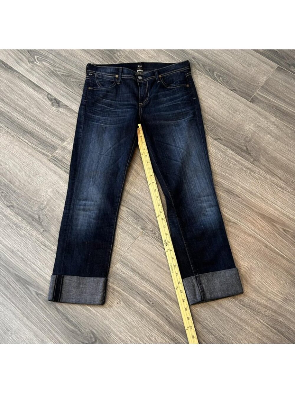 Citizens Of Humanity Dani Jeans Womens 28 Blue Dark Wash Cropped Straight Cuffed - Picture 12 of 13